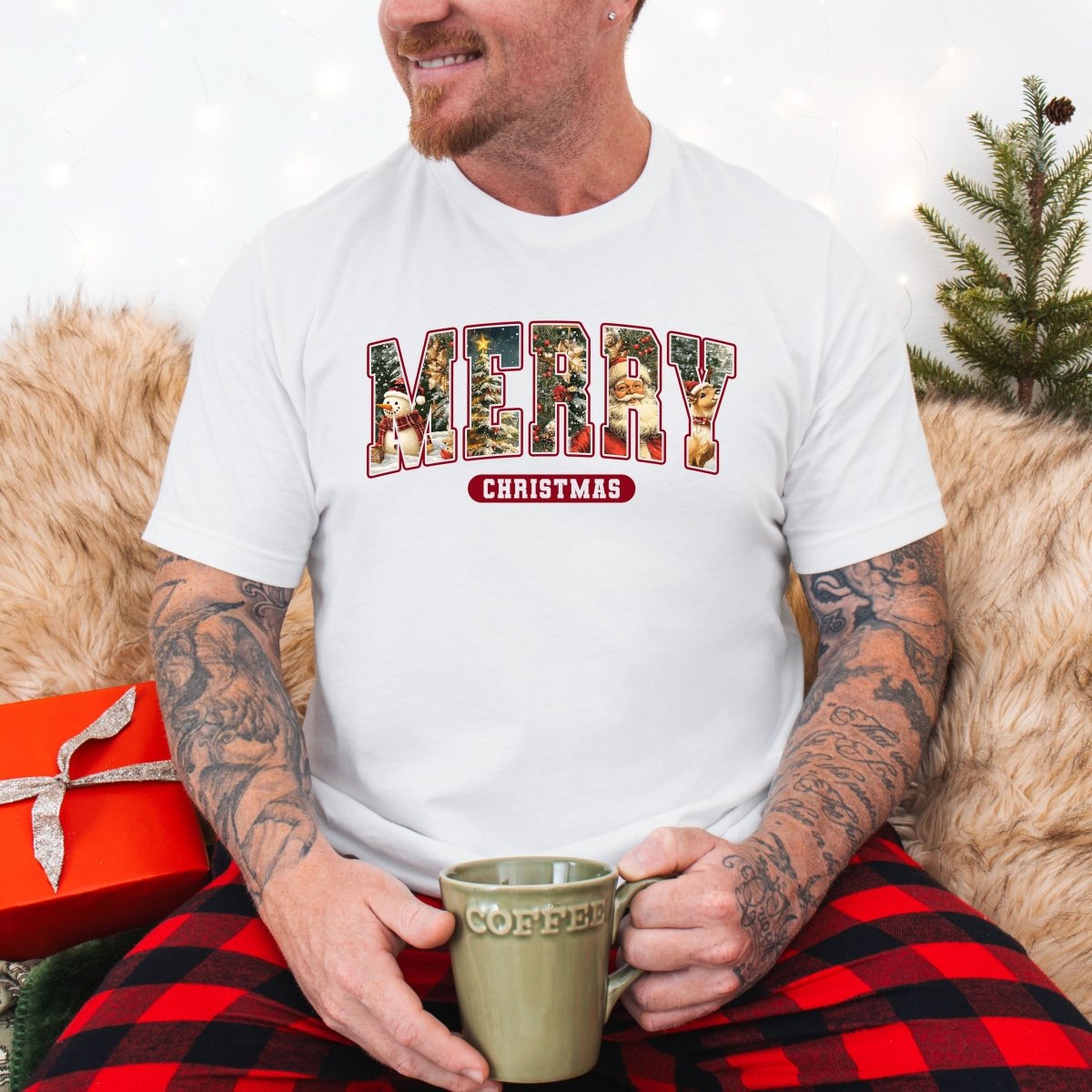 Tricou barbati din bumbac 100% regular fit de Craciun MERRY CHRISTMAS