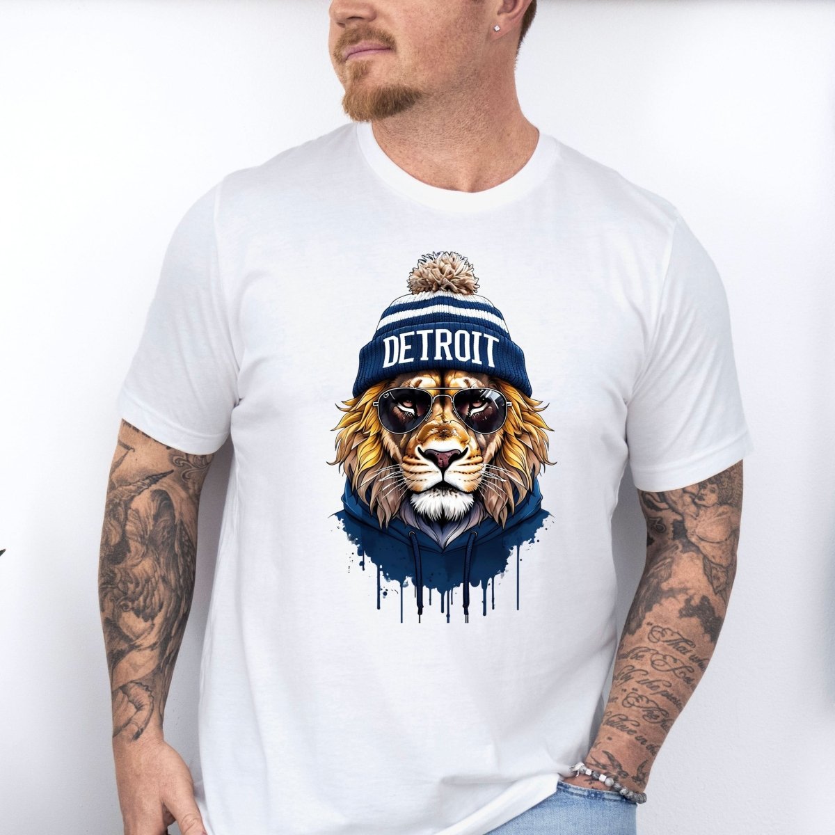 Tricou barbati din bumbac 100% regular fit NFL cu imprimeu DETROIT (cool lion/leu)
