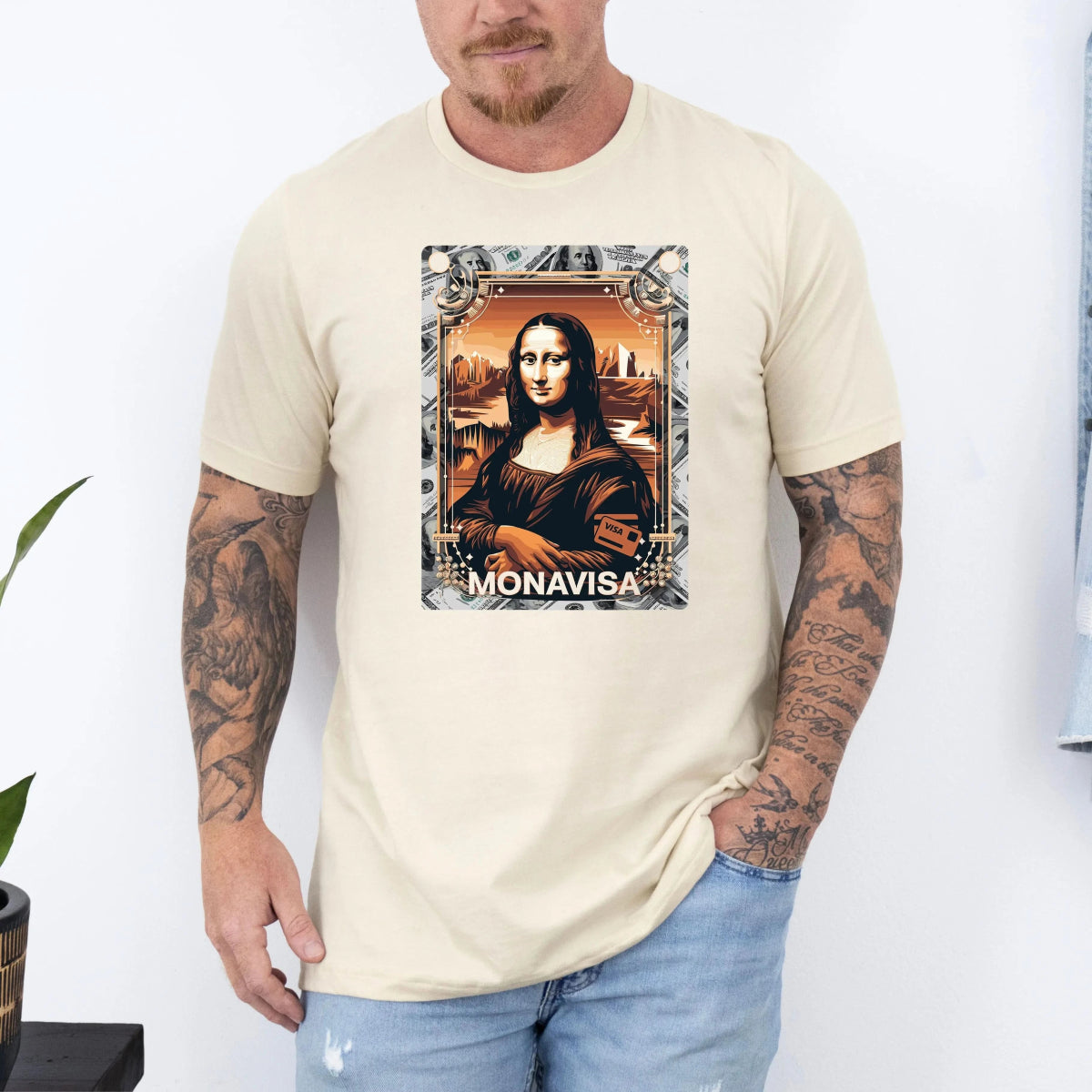 Tricou barbati din bumbac 100% regular fit Streetwear cu imprimeu MONAVISA