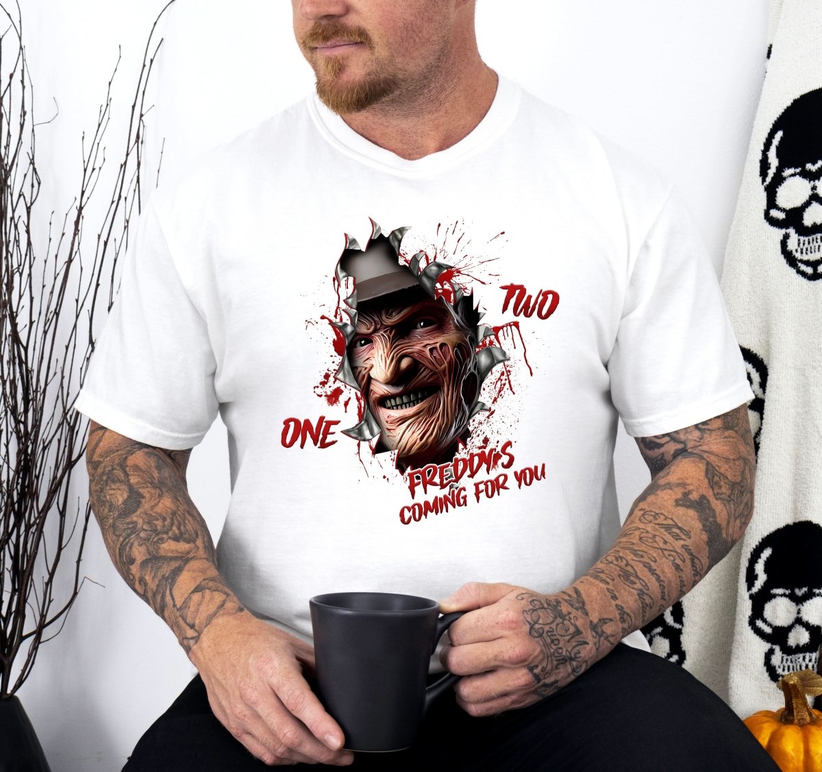 Tricou barbati din bumbac 100% regular fit Streetwear cu imprimeu Monster FREDDY