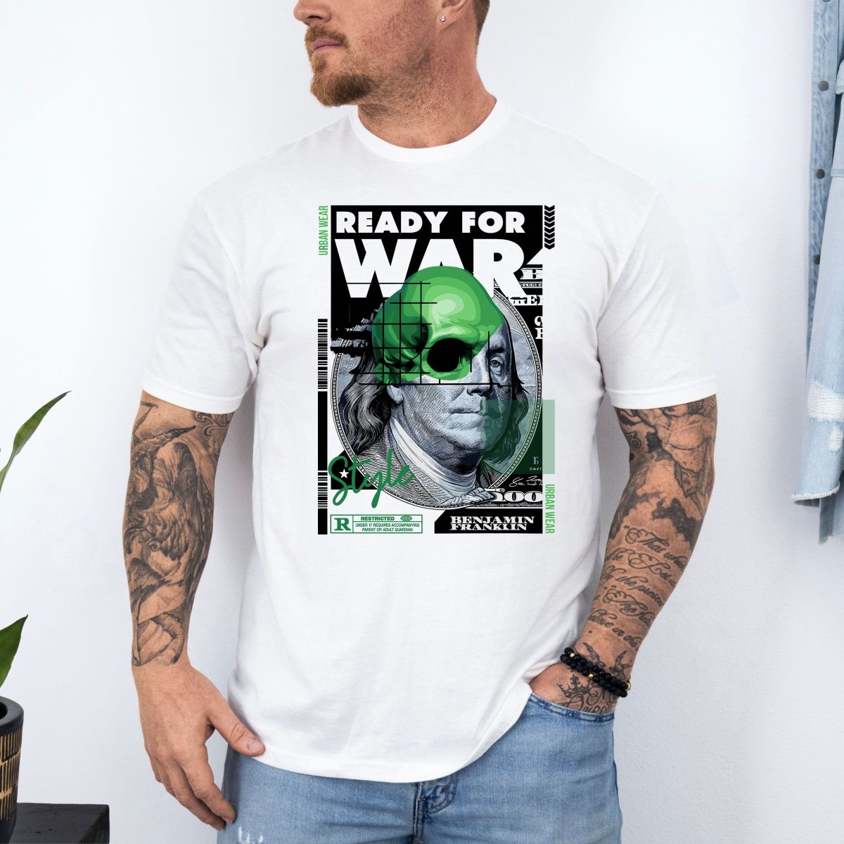 Tricou barbati din bumbac 100% regular fit Urban cu imprimeu WAR