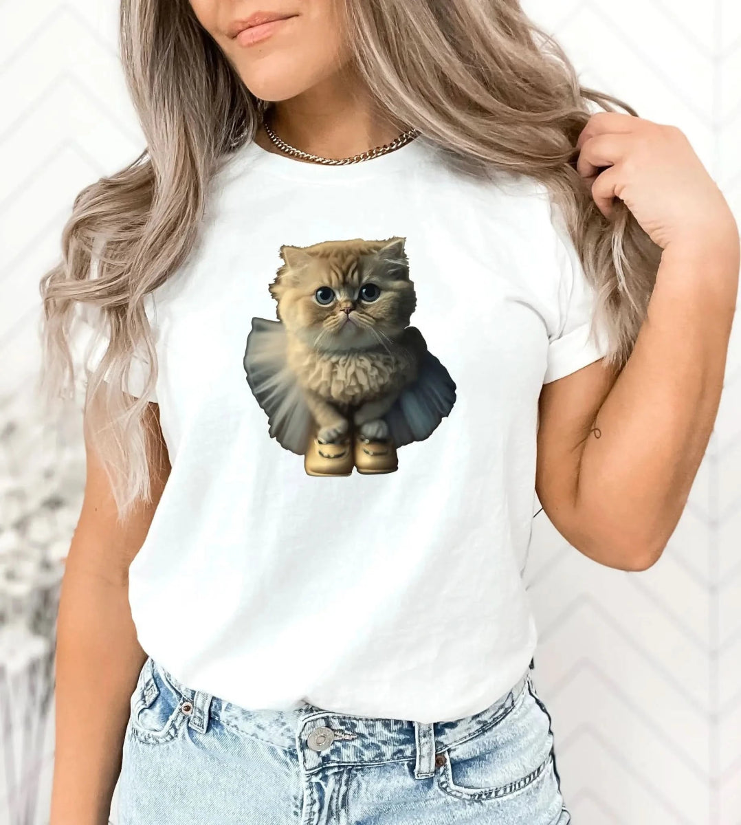 Tricou dama cu pisica oversize din bumbac 100% PRINCESS