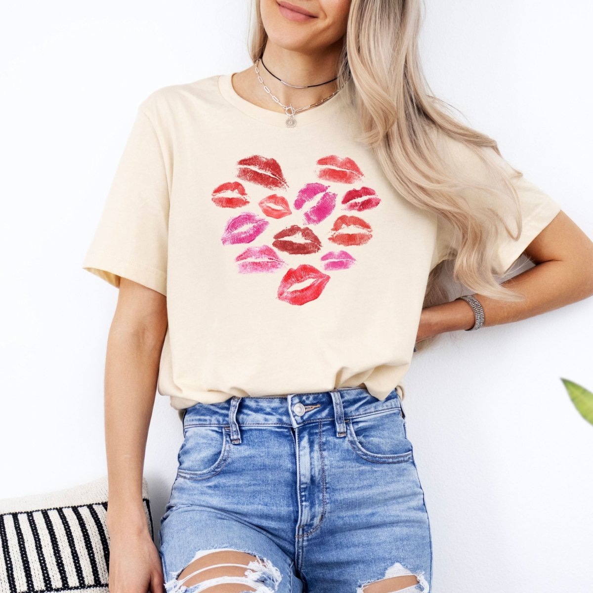 Tricou dama oversize din bumbac 100% cu buze HEARTLIPS