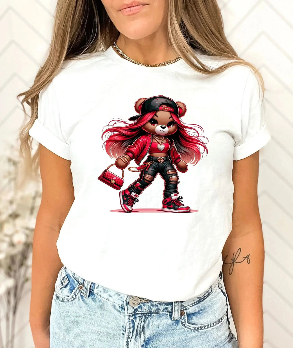 Tricou dama oversize din bumbac 100% cu ursulet STYLE