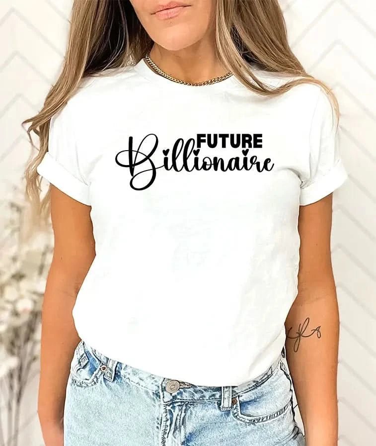 Tricou de dama oversize din bumbac 100% cu mesaj BILLIONAIRE