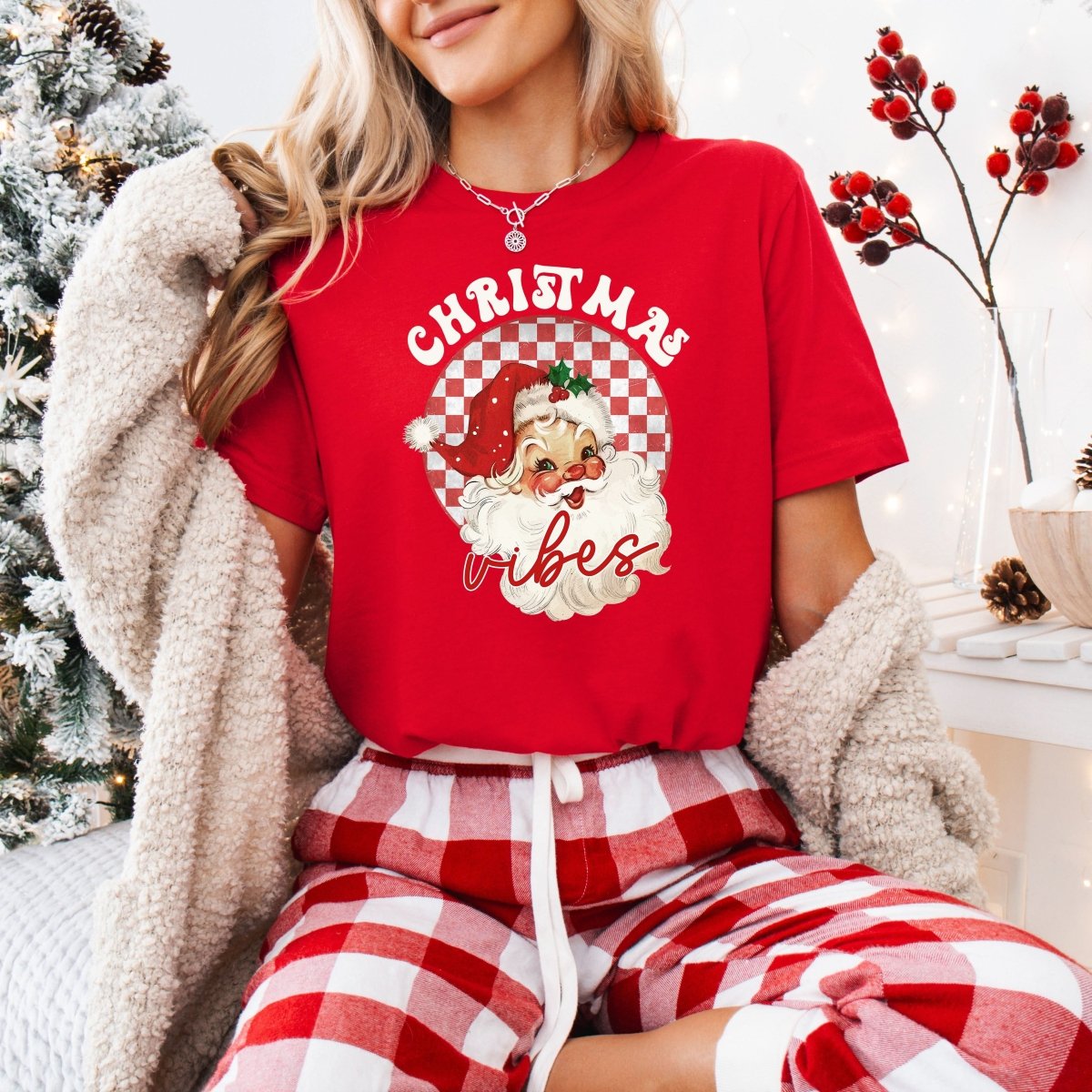 Tricou de dama oversize din bumbac 100% de Craciun CHRISTMAS VIBES