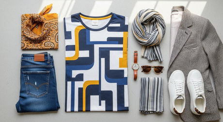 tricou alb barbati - Pas cu Pas: Cum Obții Mixul Perfect de Imprimeuri cu un Tricou