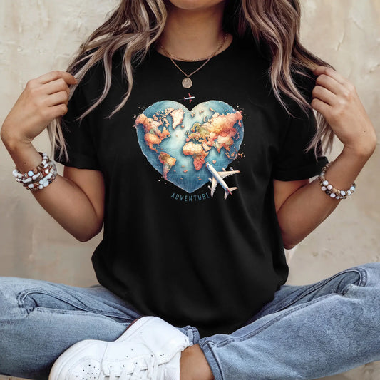 Tricou de dama oversize din bumbac 100% Travel cu imprimeu ADVENTURE