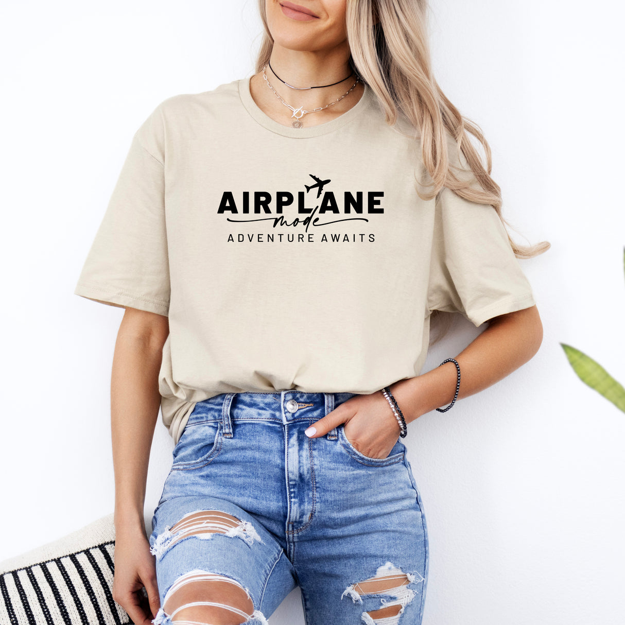 Tricou dama oversize din bumbac 100% cu mesaj AIRPLANE