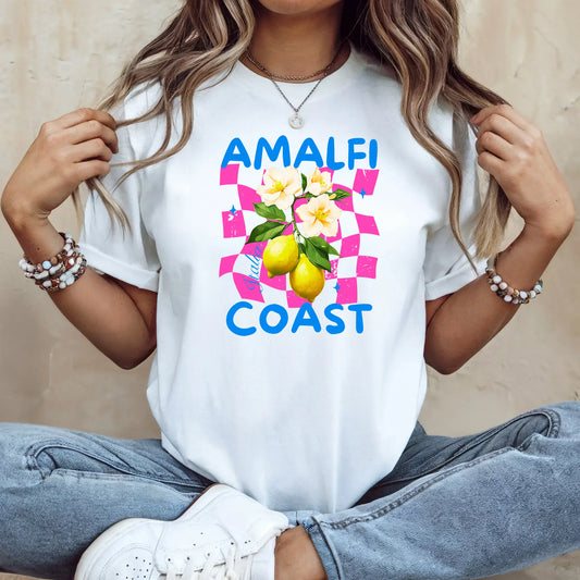 Tricou dama oversize din bumbac 100% Travel cu imprimeu AMALFI