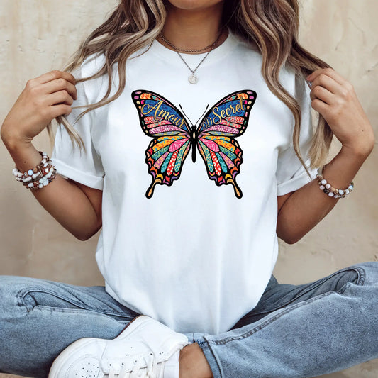 Tricou de dama oversize din bumbac 100% cu mesaj AMOUR