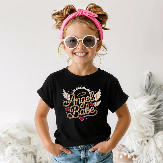 Tricou fete din bumbac 100% cu imprimeu ANGEL BABE