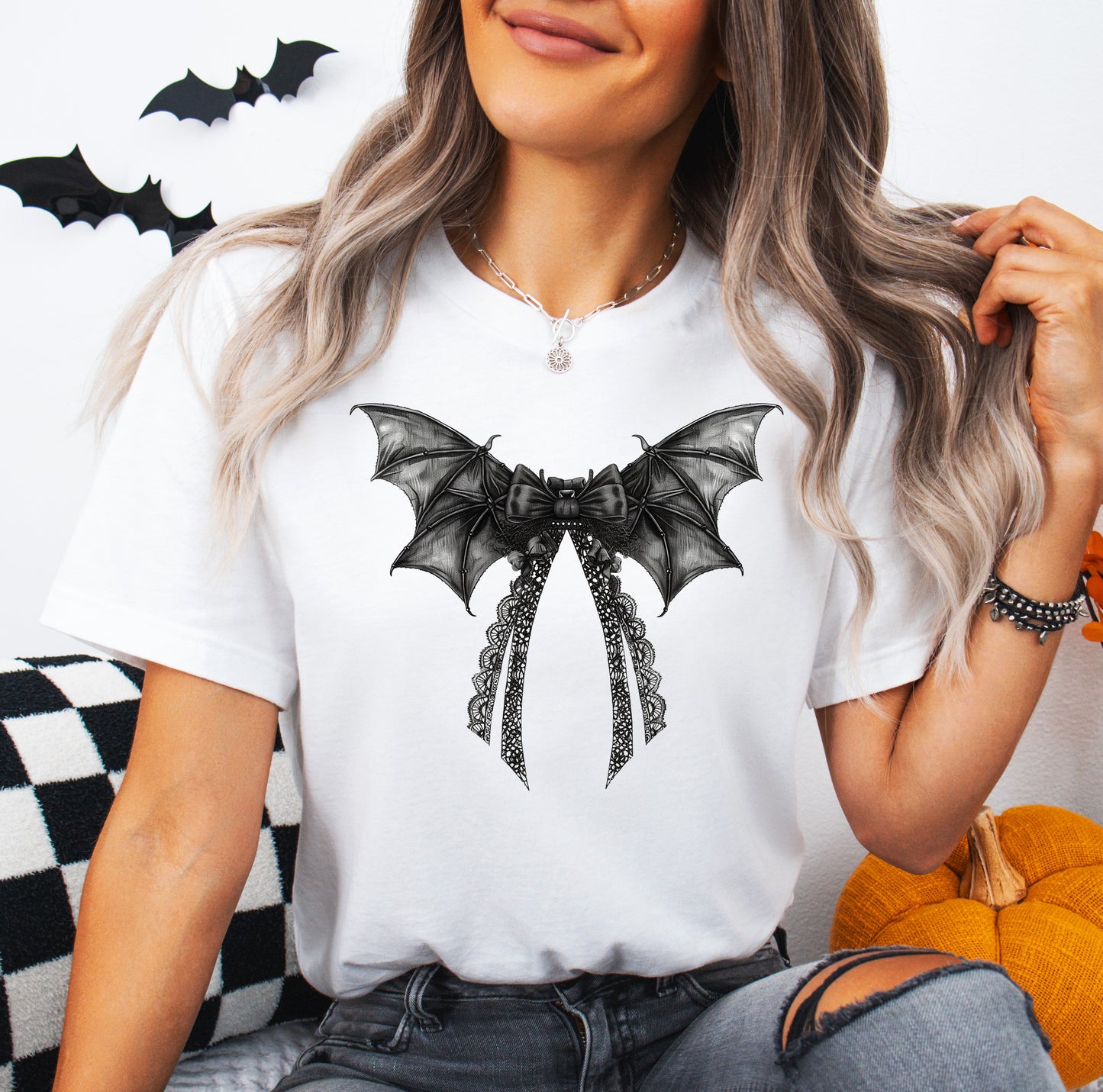 Tricou dama oversize din bumbac 100% de Halloween BAT