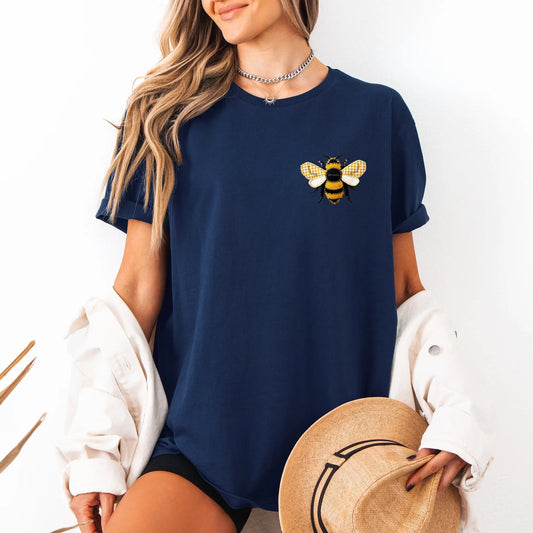 Tricou dama oversize din bumbac 100% minimalist cu imprimeu BEE