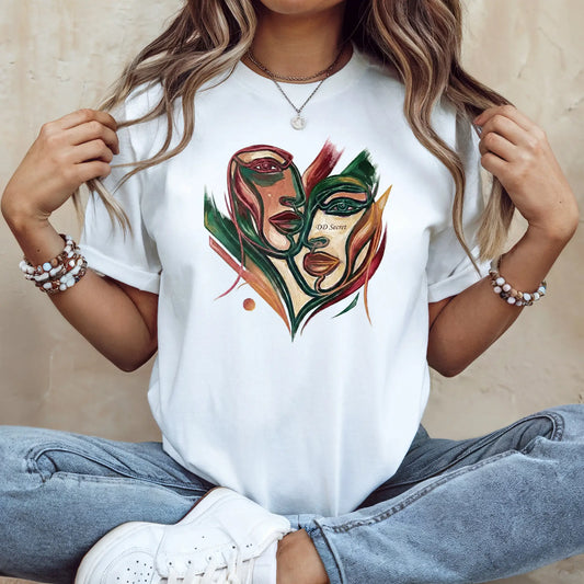 Tricou de dama oversize din bumbac 100% Minimalist cu imprimeu BETTER TOGETHER