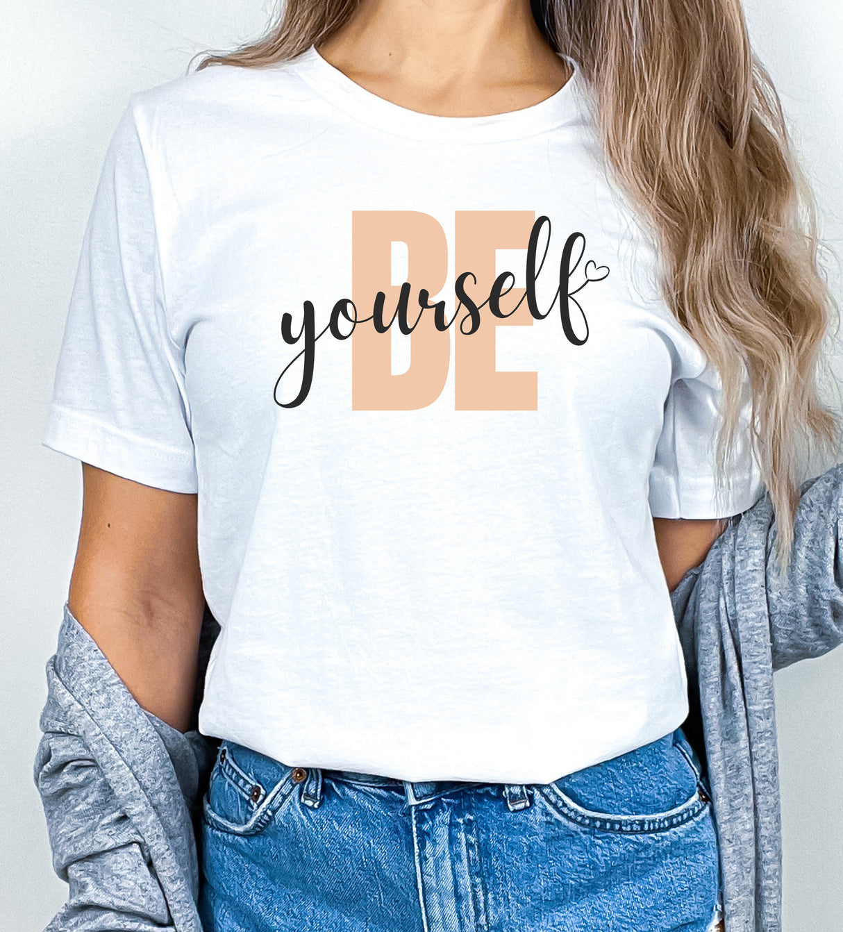 Tricou dama oversize din bumbac 100% cu mesaj BE YOURSELF