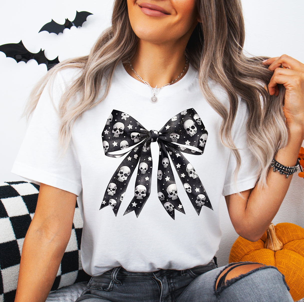 Tricou dama oversize din bumbac 100% de Halloween BLACK BOW