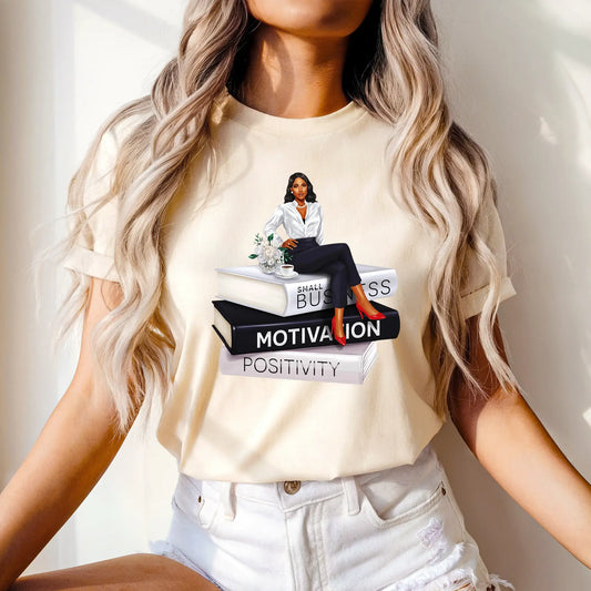 Tricou de dama oversize din bumbac 100% Fashion cu imprimeu BUSINESS WOMAN