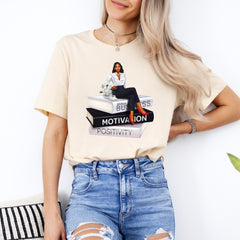 Tricou de dama oversize din bumbac 100% Fashion cu imprimeu BUSINESS WOMAN
