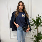 Tricou dama oversize din bumbac 100% cu fluturi BUTTERFLY