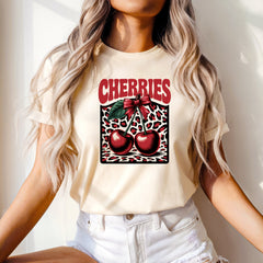 Tricou dama oversize din bumbac 100% de Vara cu imprimeu CHERRIES