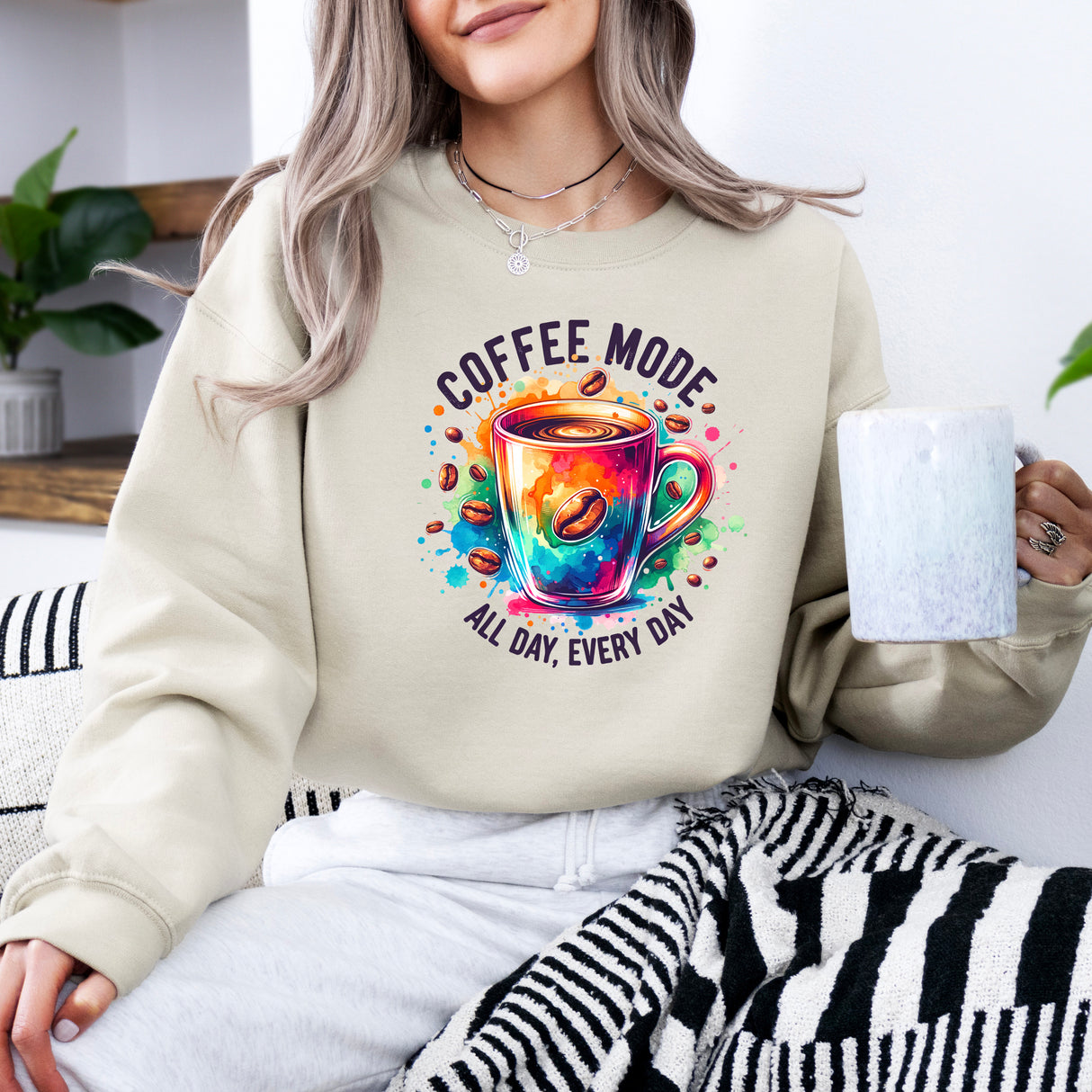 Hanorac de dama oversize cu cafea COFFEE MODE