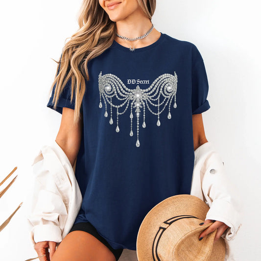 Tricou de dama oversize din bumbac 100% Fashion cu imprimeu CORSET CRYSTAL