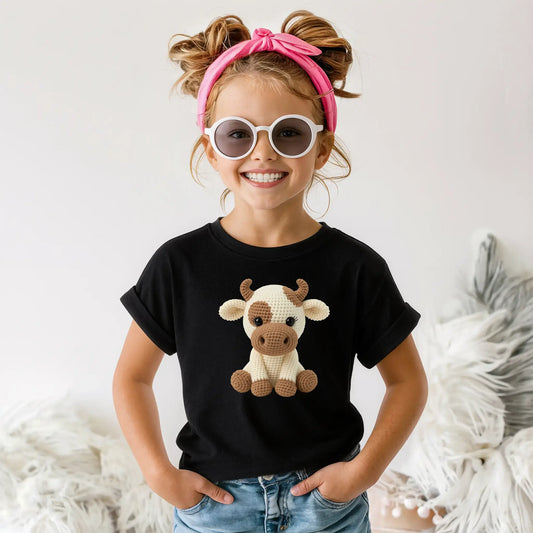 Tricou fete din bumbac 100% cu imprimeu COW