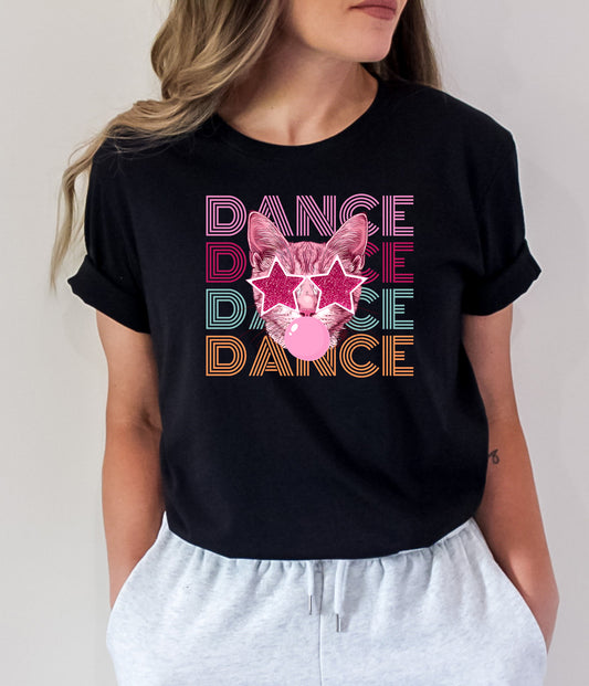 Tricou dama oversize din bumbac 100% cu pisici DANCE