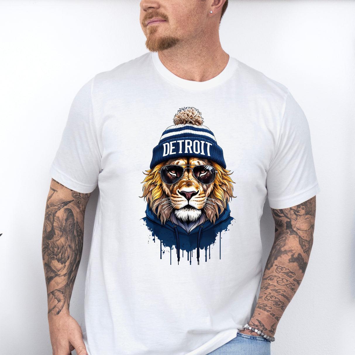 Tricou barbati din bumbac 100% regular fit NFL cu imprimeu DETROIT