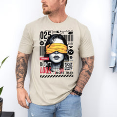 Tricou barbati din bumbac 100% regular fit Urban cu imprimeu DON'T LOOK