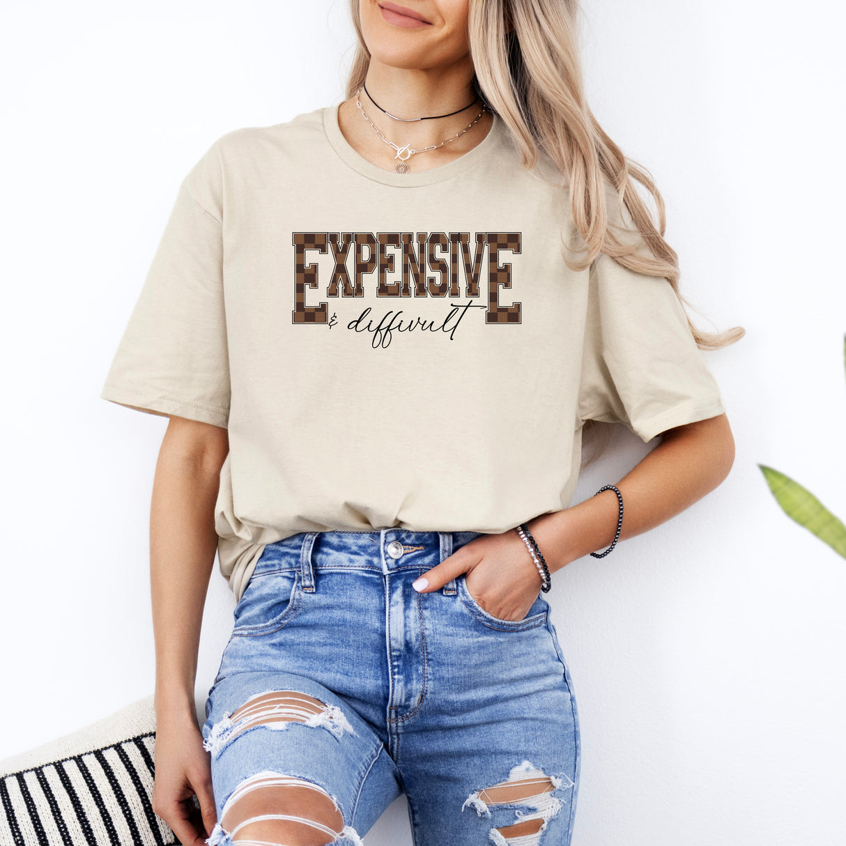 Tricou de dama oversize din bumbac 100% cu mesaj EXPENSIVE