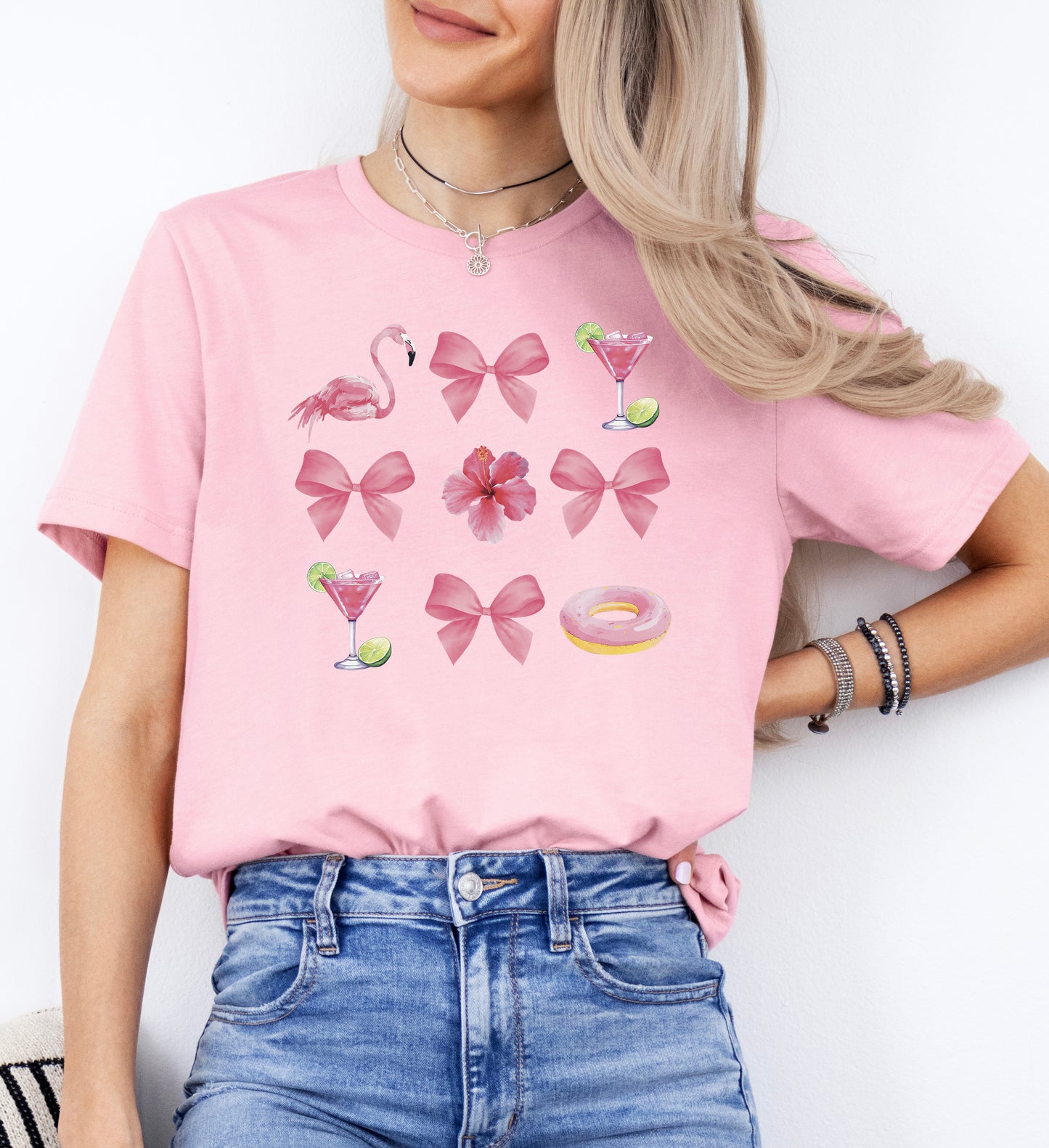 Tricou dama oversize din bumbac 100% de Vara FLAMINGO BOW