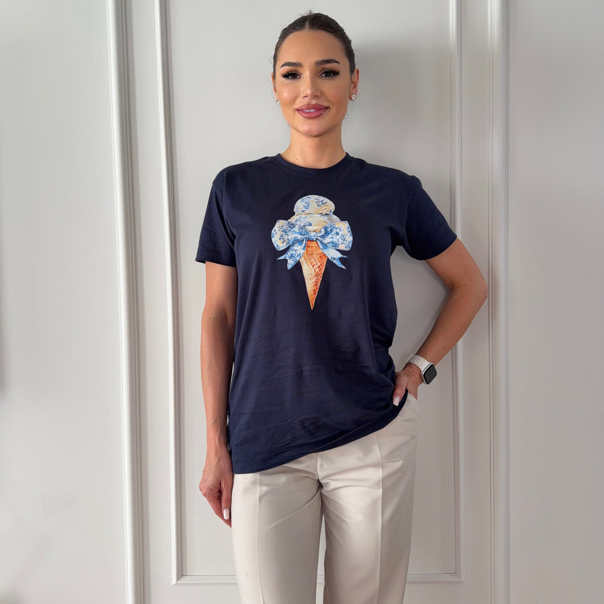 Tricou dama oversize din bumbac 100% de Vara ICECREAM