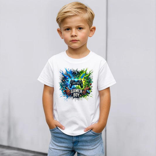 Tricou baieti din bumbac 100% cu imprimeu GAMER BOY