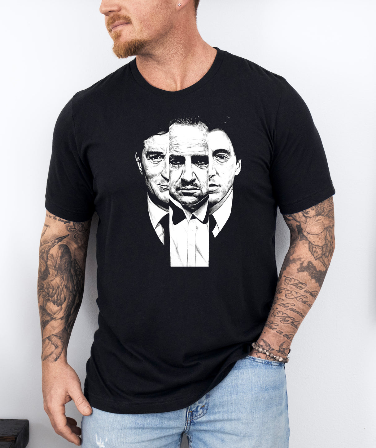 Tricou barbatesc din bumbac 100% regular fit cu personaje film GODFATHER SPLIT