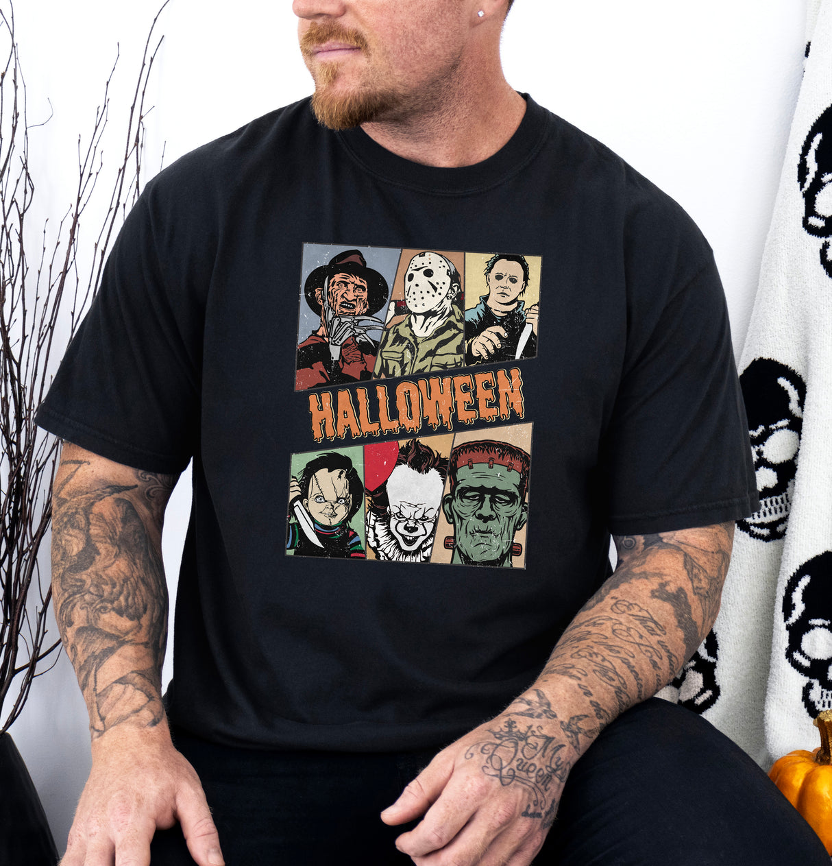 Tricou barbatesc din bumbac 100% de Halloween HAPPY HALLOWEEN