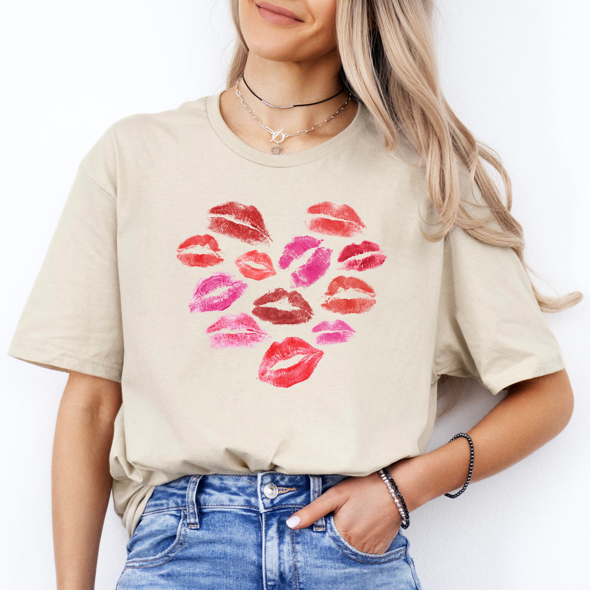 Tricou dama oversize din bumbac 100% cu buze HEARTLIPS