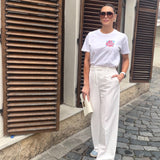 Tricou dama oversize din bumbac 100% minimalist cu imprimeu DOLCE VITA