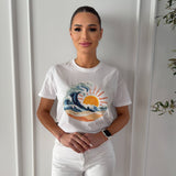 Tricou de dama oversize din bumbac 100% de Vara WAVES