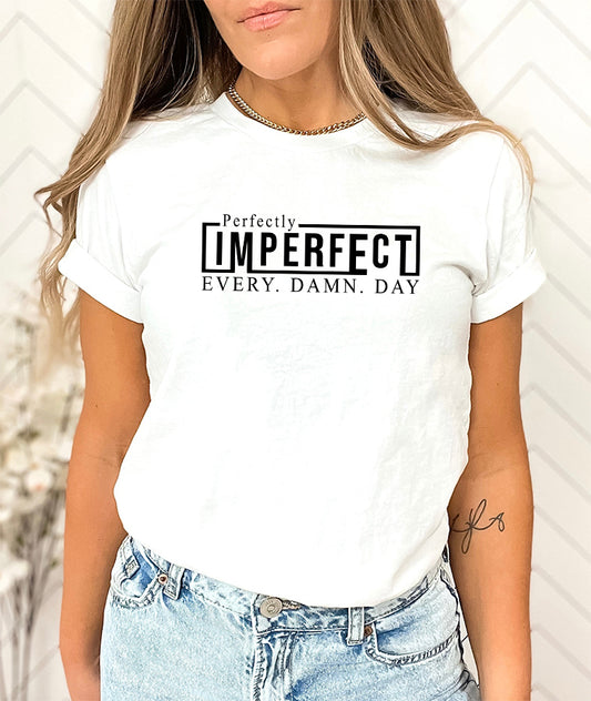 Tricou dama oversize din bumbac 100% cu mesaj IMPERFECT