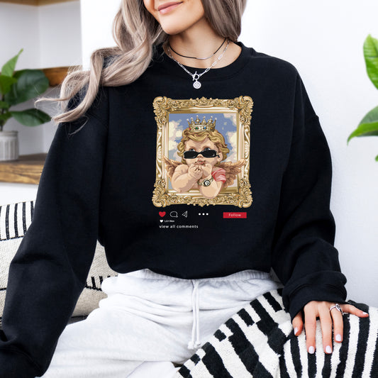 Hanorac de dama oversize fashion cu imprimeu INSTA ANGEL