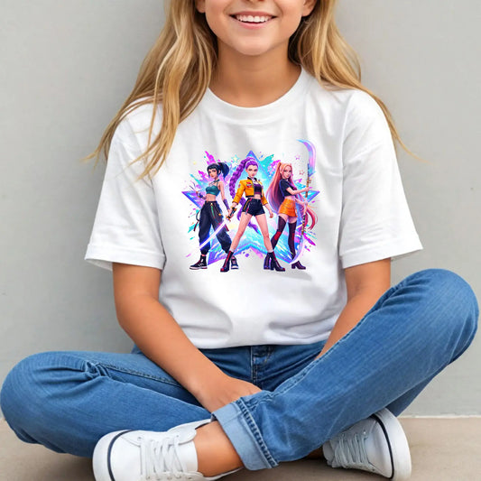 Tricou de fete din bumbac 100% cu imprimeu K POP