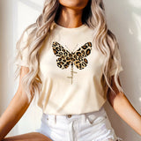 Tricou dama oversize din bumbac 100% cu fluturi LEOPARD