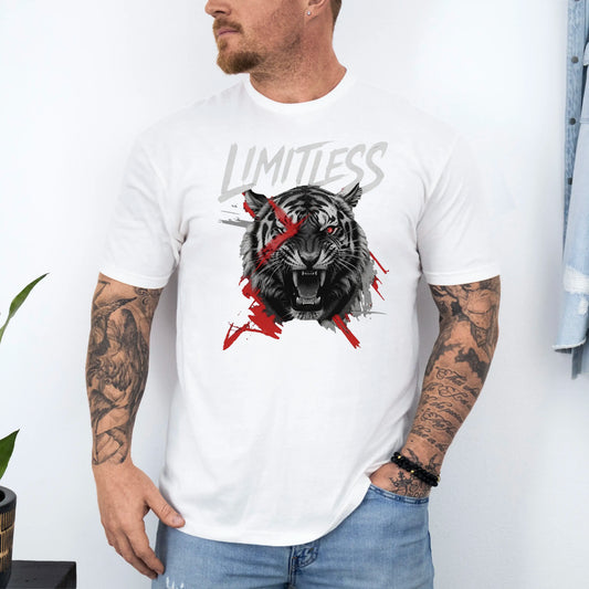 Tricou barbatesc din bumbac 100% regular fit cu mesaj LIMITLESS