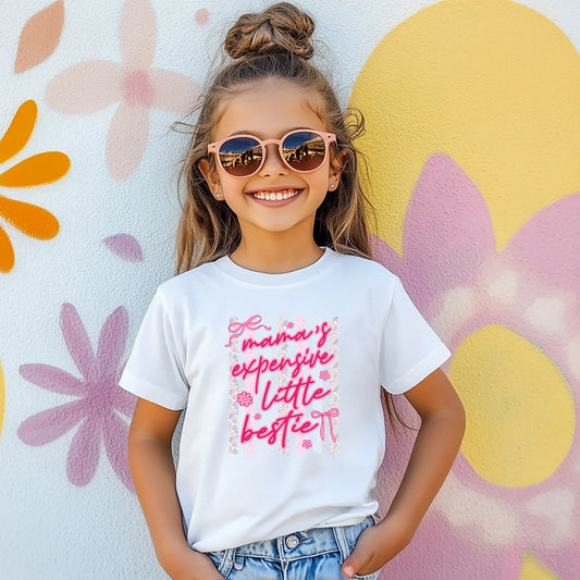 Tricou de fete din bumbac 100% cu imprimeu LITTLE BESTIE