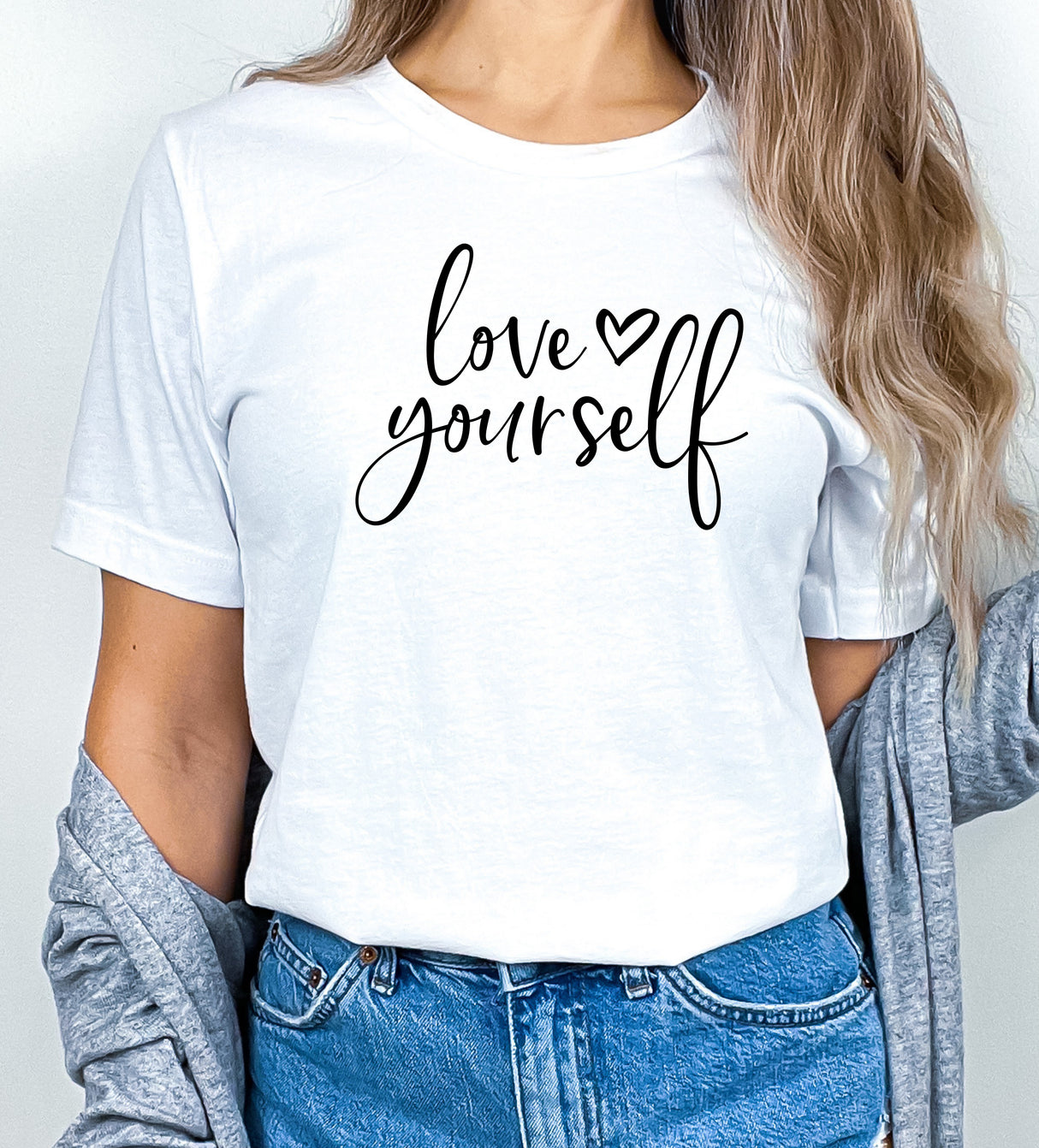 Tricou dama oversize din bumbac 100% cu mesaj LOVE YOURSELF