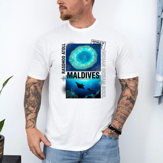 Tricou barbati din bumbac 100% Travel cu imprimeu MALDIVE