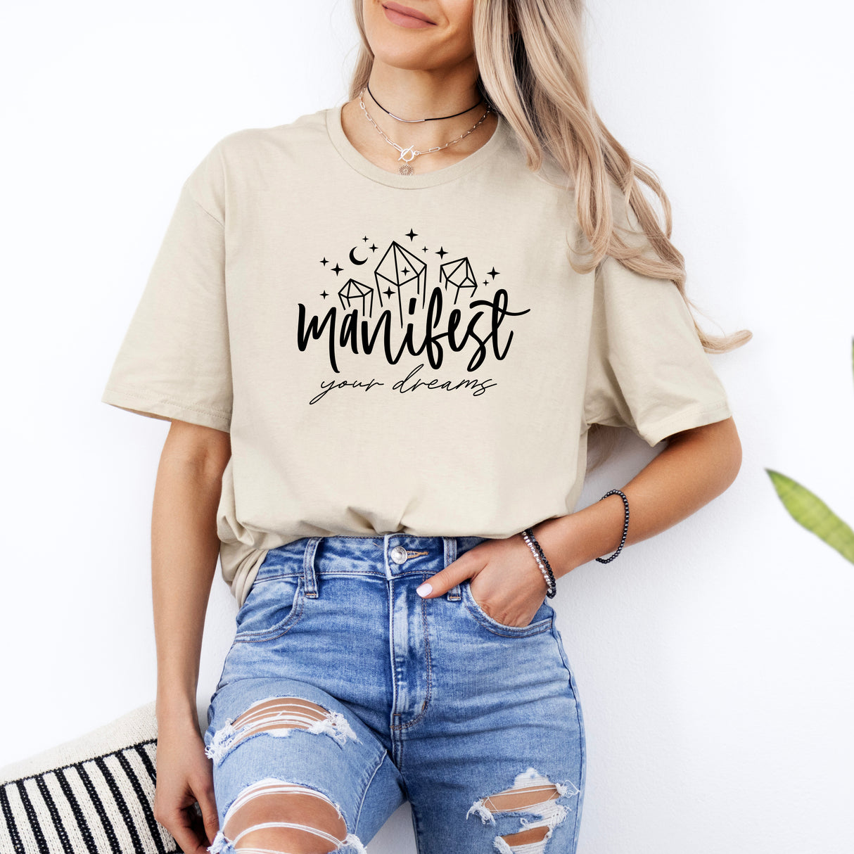 Tricou de dama oversize din bumbac 100% cu mesaj MANIFEST