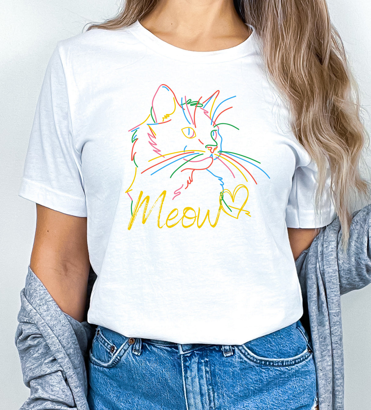 Tricou dama oversize din bumbac 100% cu pisici MEOW